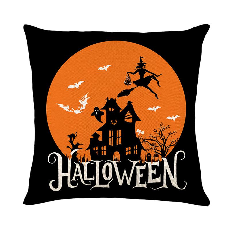 Halloween Pillow Cover Linen Printed Home Sofa Cushion Cover Living Room Bedroom Decoration Pillow Cover