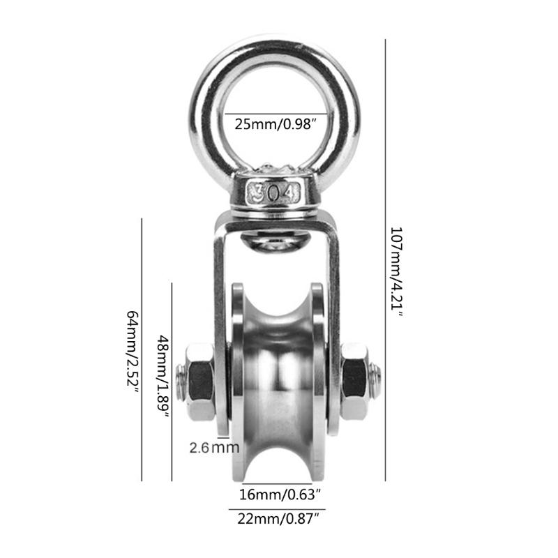 Super-Silent Swivel Pulleys Wheel Roller Pulley Block 360Degree Rotation Excellent Durability Traction Wheels Roller