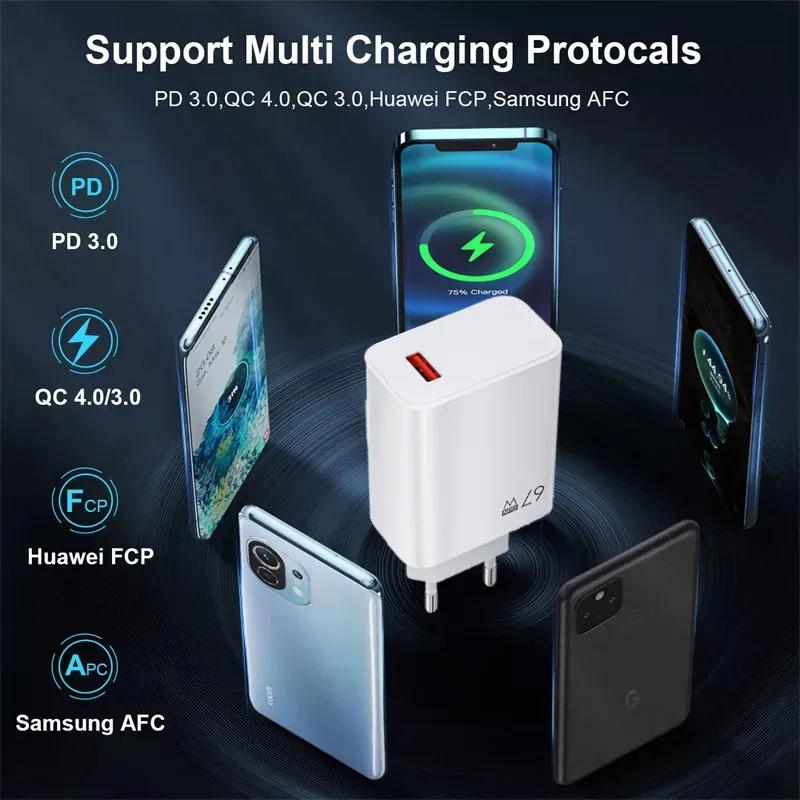 6A Ultra Fast Charger Cable Set for Xiaomi 14 13 Redmi Note 13 12 POCO Quick Charging 6A Type C USB Cable QC3.0 Wall Charger