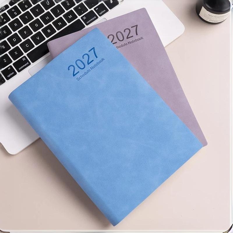 2027 Tragbarer Tagesplaner PU-Leder Notizbuch 320 Seiten Zeitmanagement Journal für Reisen Outdoor Geschäftsreise Nutzung