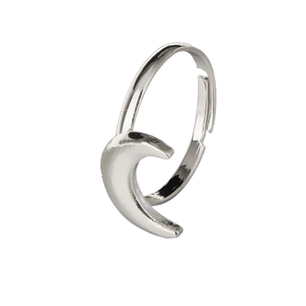 Silver Ring Half Moon Alloy Wedding Women Fashion Jewelry 18.1mm