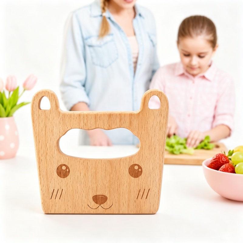 Wooden Safety Knife Toddler Cartoon Children's Kitchen Tools Cutting Fruit Education Practical Life Cooking Toys
