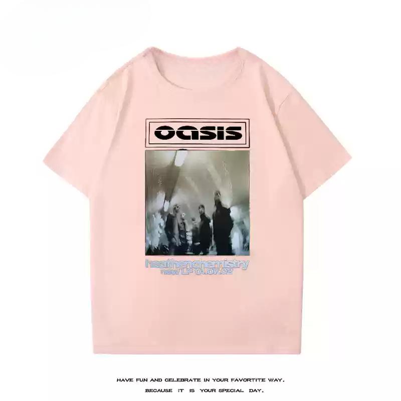 2024 Oasis Short Sleeve T-shirt Men's Spring/summer New Cotton Rock American Retro Rock Perimeter Casual Half Sleeve