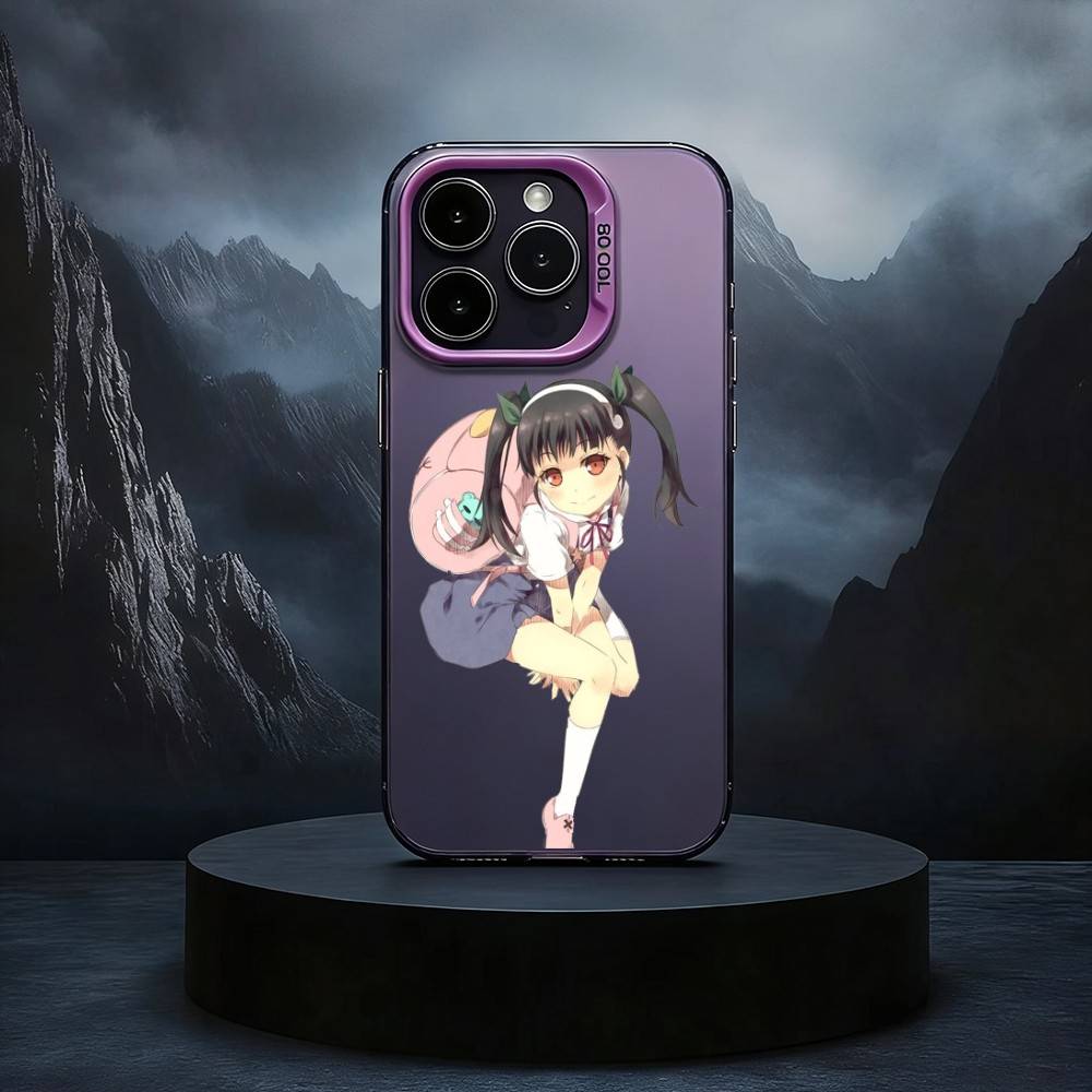 H-Hachikuji Mayoi Cute Phone Case For iPhone17,16,15,14,13,12,11 Plus,Pro Max Black Candy silver phone case