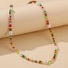 iF ME Bohemian Simple Seed Bead Pendant Necklace For Women Fashion Beach Simple Lock Choker Collar Gift