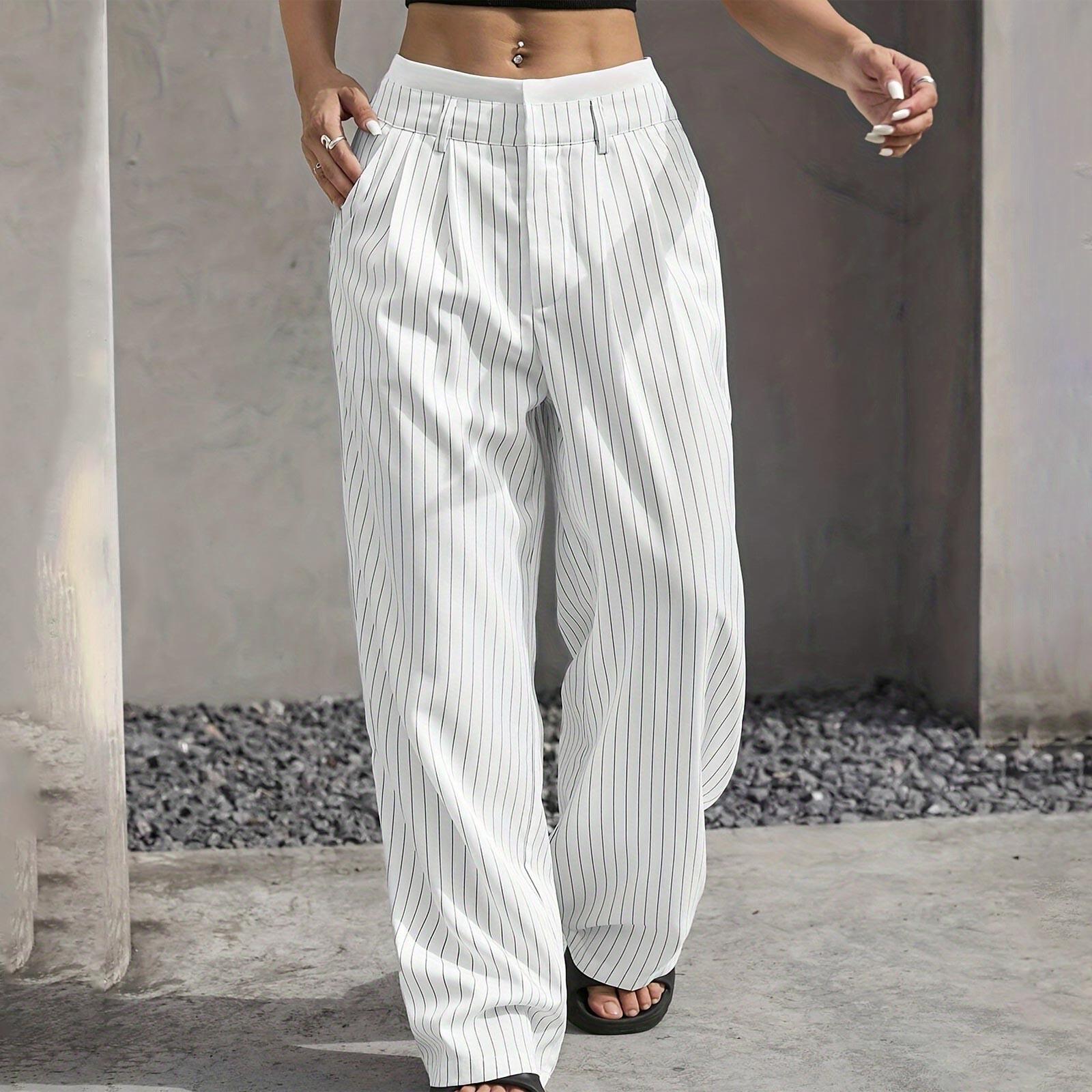 

Женские повседневные брюки в стиле вестерн с высокой талией, широкие свободные прямые брюки с драпировкой S белый