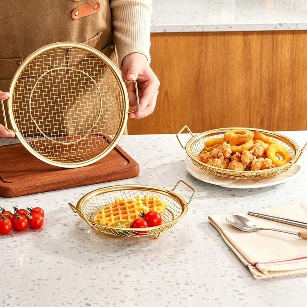 Heat-Resistant Kitchen Frying Strainer Metal Mesh Frying Rack Snack Tray  Oil Draining