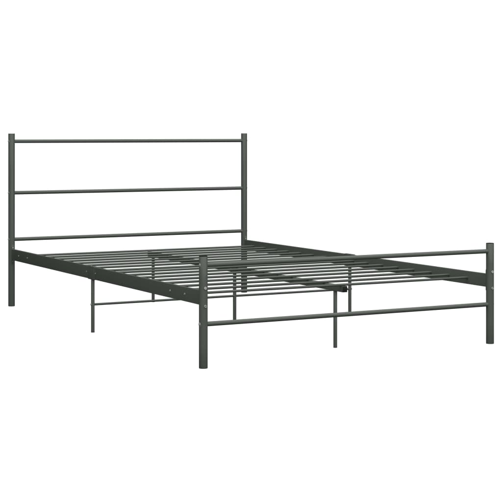 Double Bed Frame Gray Metal 120 X 200 Cm