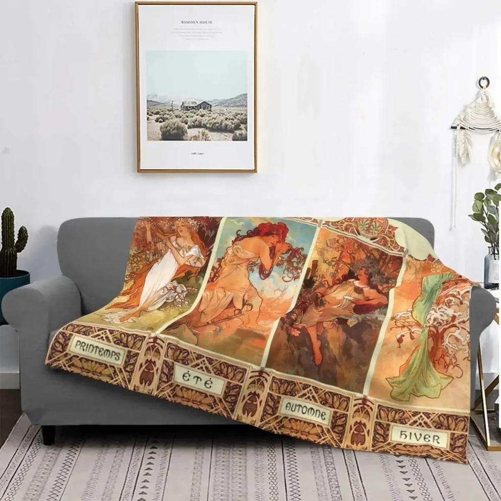 Renaissance Art Painting Blanket Medieval Vintage European Aesthetic Warm Comfortable Flannel Throw Blanket Art Women Blankets