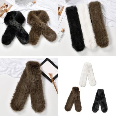 Fashionable Faux Furs Scarf Collar Plush Neckerchief for Women Party Furry Shawl Wrap for Daily Commute or Evening Event