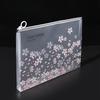 4pcs A4 Zipper File Bag Transparent Pink Cherry Blossom Pattern Office Home Travel Document Lightweight Storage and Organization