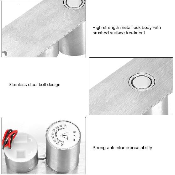 Mini Electric Drop Bolt Lock, DC12V 2-Wire Mini Electric Mortise Lock Door Security Access Control System Door Lock