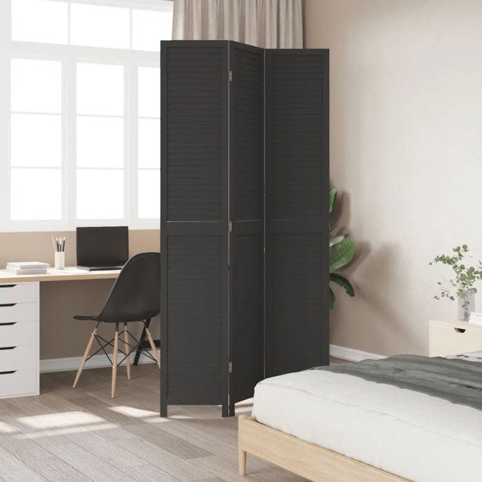 VidaXL Cloison de Séparation 3 Panneaux, Séparateur de Pièce, Écran d'Intimité, Paravent de Salon Chambre, Noir Bois de 358848