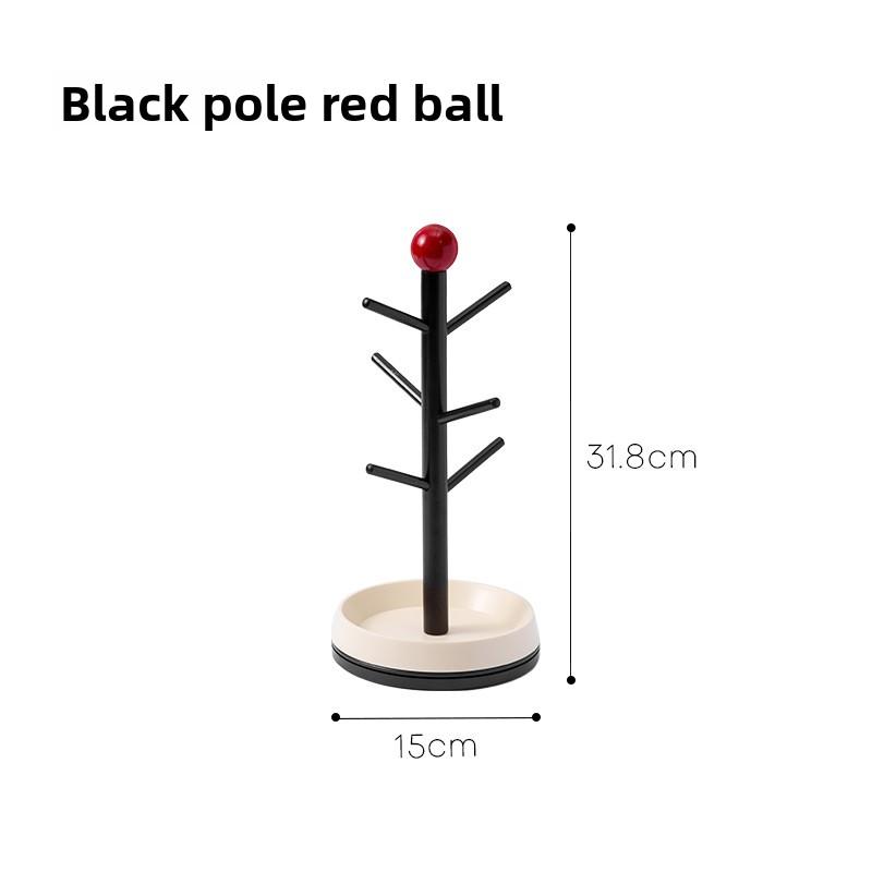 Cream-style Cup Draining Rack, Kitchen and Bathroom Desktop, Cosmetic Storage and Shelving Rack Black pole red