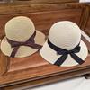 Hat schoolgirl tide bucket hat breathable straw pot hat foldable sun hat sunscreen top hat bow