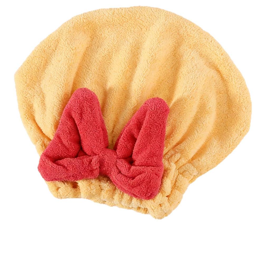 Super Absorbent Quick-Drying Hair Cap with Bow - Cute Towel Headscarf for Women