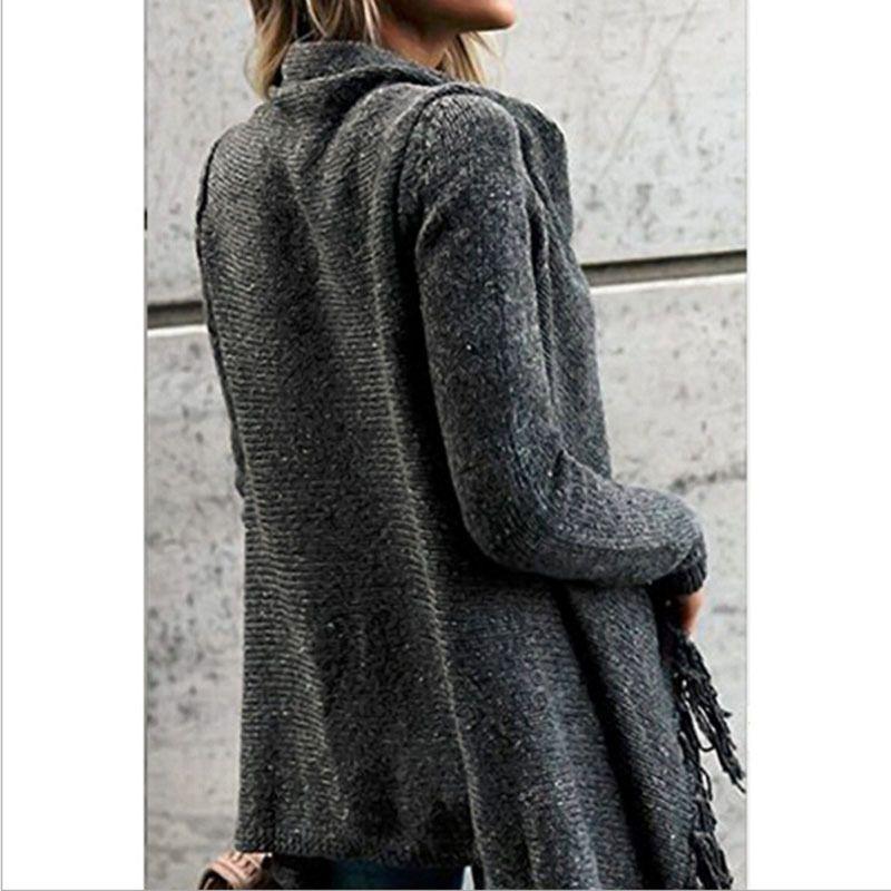 Exquisite Women Tassel Irregular Cardigan Knitted Sweater Poncho Shawl Coat Jacket Outwear For Effortless Style