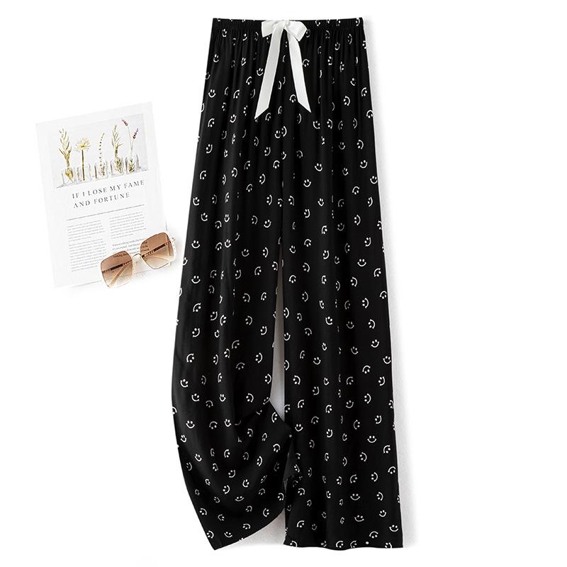 

Женские пижамные брюки широкие из хлопка и шелка: Легкие, дышащие, длиной до девяти точек, подходят для весны, лета, осени или для отдыха дома. One Size