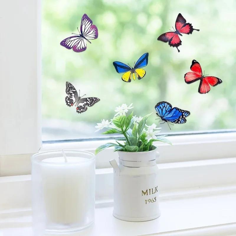 2025 New 20PCS Lifelike Butterfly Window Window Clings Decals Stickers Anti-Collision Reusable Glass Window Film Wall Stickers