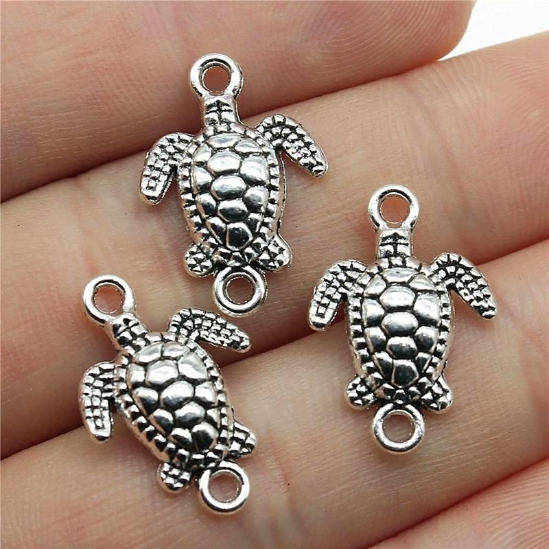 

10pcs 21*14mm Antique Silver Color Sea Turtle Connector Charms Turtle Pendant for Bracelet Anklets Necklace DIY Jewelry