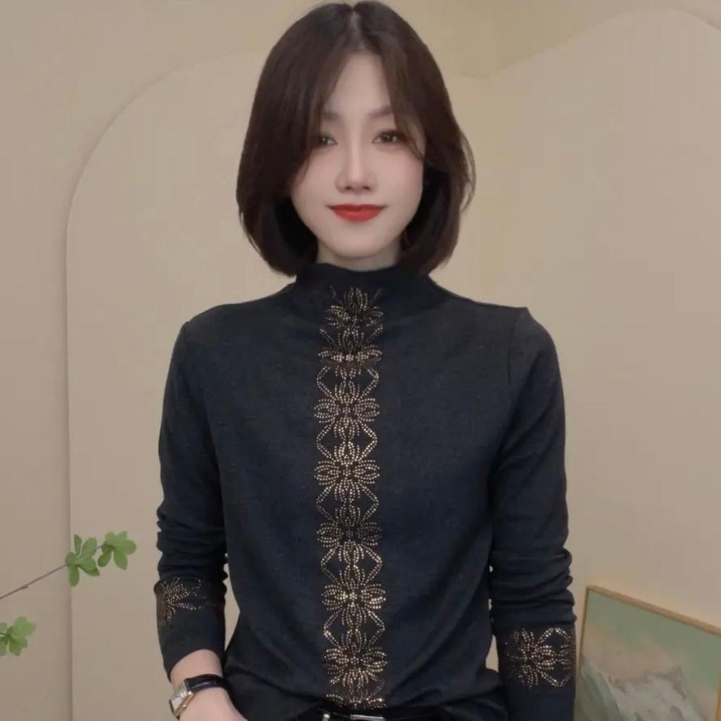 German Velvet Warm Foreign Semi-turtleneck Long-sleeved Top Autumn and Winter New Fashion Temperament Thin Bottoming Shirt