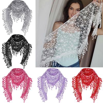 Women's 150x40cm Tassel Floral Lace Scarf Summer Clothing Accessories Fashion Scarves Shawl