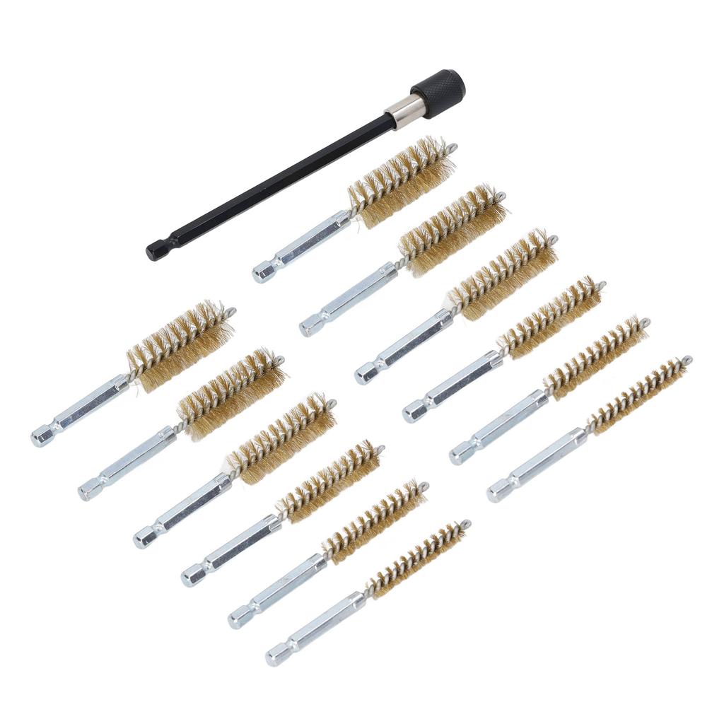 13 Pcs Bore Brush Set 8mm 10mm 12mm 15mm 17mm 19mm Diameter 1 4in Shank Drill Cleaning Brushes with 15cm Extension Rod