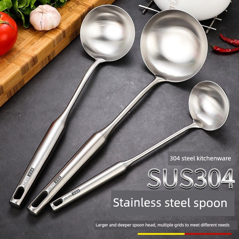 Soup Spoon For Home Large Soup 304 Stainless Steel Spoon Long Handle Spoon Porridge Spoon Porridge Spoon Soup Scoop Hot Pot Slotted Ladle