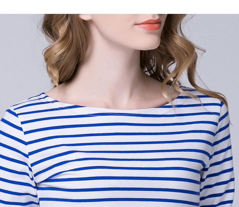 2022 Women's Slimming One-Shoulder Black & White Striped Long Sleeve T-Shirt