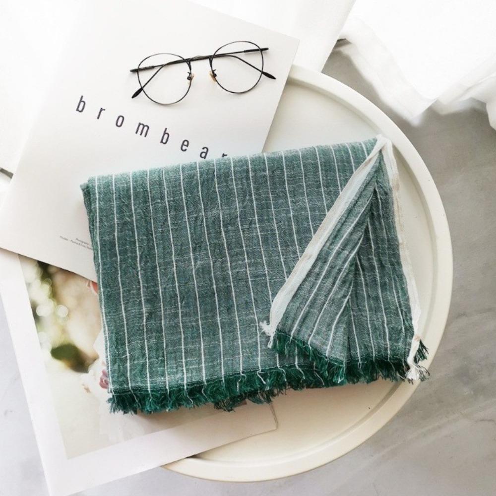 Windproof Striped Pleated Shawl Thicken Men Scarf High Quality Winter Cashmere Scarf Female