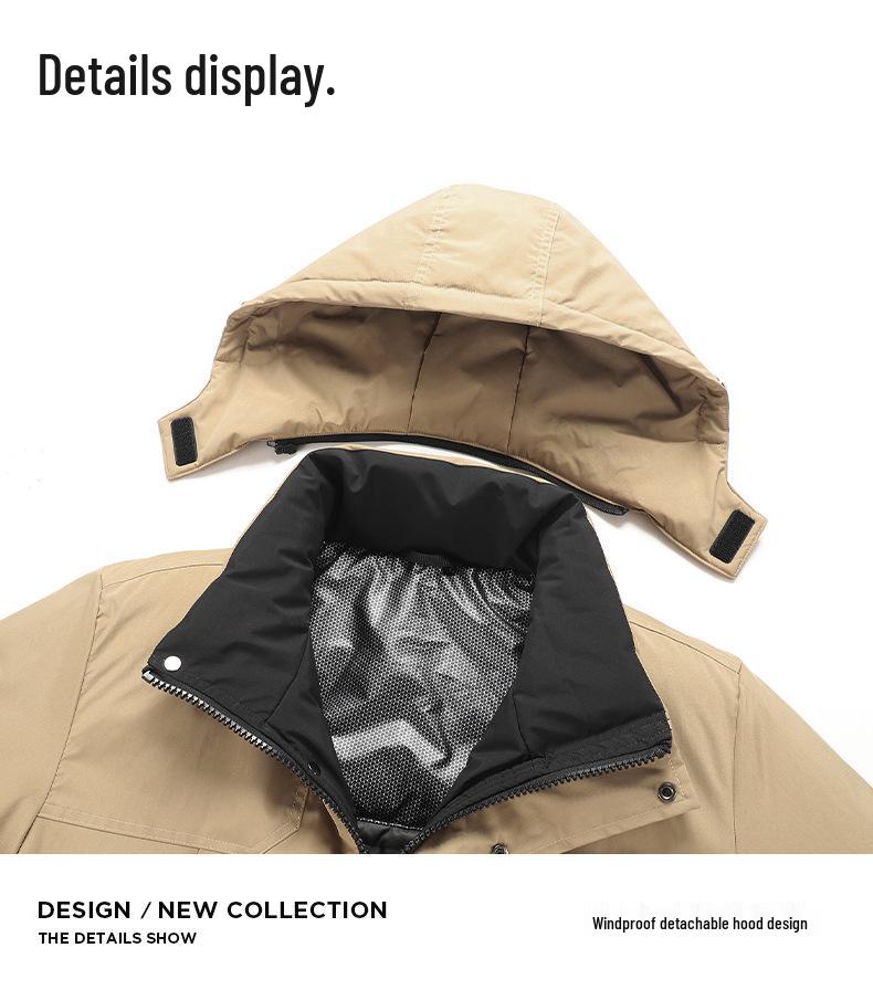 2025 Men's Winter Workwear Down Jacket with Detachable Hood and Thickened Graphene, 90% White Duck Down