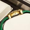 YaLaLuSi Fashion Women's Quartz Watch Emerald Green Dial with Sparkling Rhinestones Gorgeous Gold Flower Gift for Women