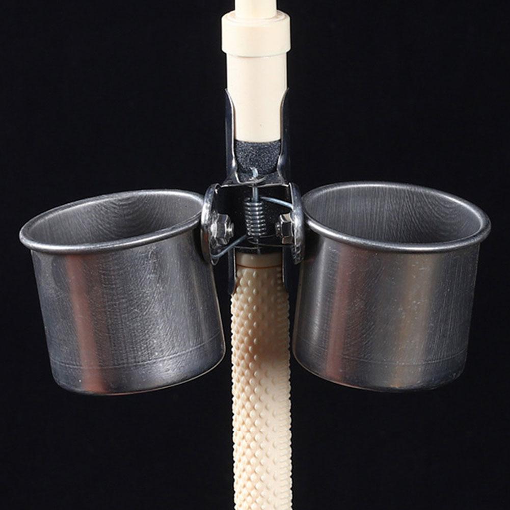 Parrot Feeding Cups Stainless Steel Food Water Bowls with Clamp Holder Bird Cage Feeders for Parakeet Small Animals
