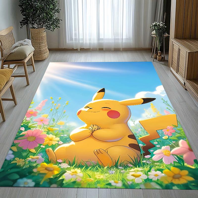 6 Style Pikachu Pokemon Living Room Non-Slip Area Rug Soft Carpet for Bedroom Kids Playroom Sofa,Home Decor Doormat Gift