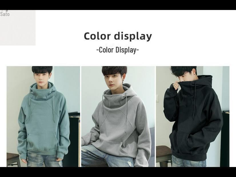 Men's Autumn/Winter Hooded Loose High Collar Fleece Jacket