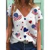 European and American Style Women's Clothing Casual V-neck Short-sleeved T-shirt D Digital Printing Source Wholesale