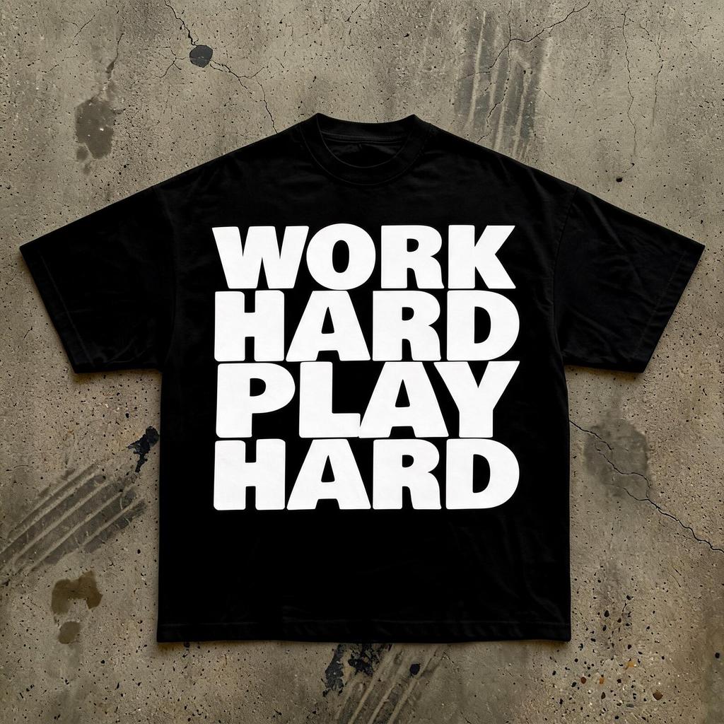 Work Hard Play Hard T-Shirt | Motivational Typography Tee
