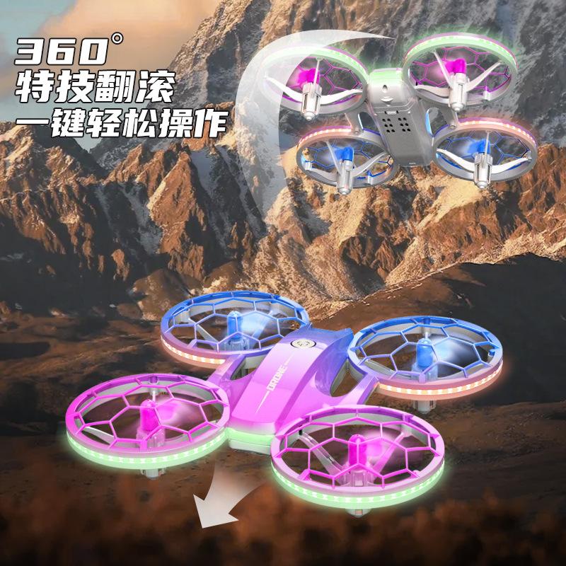 Colorful Lighting Stunt Unmanned Aerial Vehicle Fixed Height Fall-resistant Entry 2.4G Remote Control Aircraft Teaching Toys