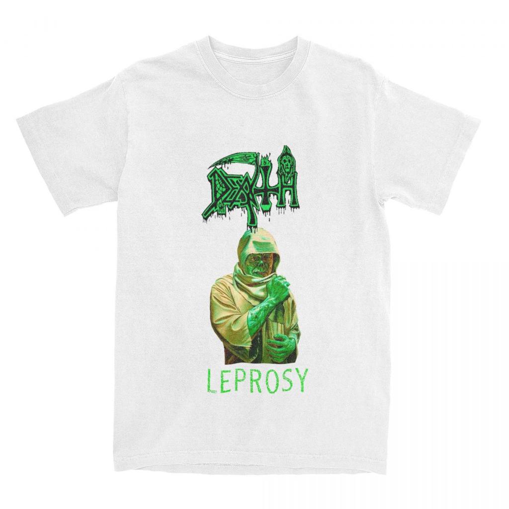 Men's T Shirt Death Leprosy Death Metal T Shirts Harajuku Rock Music Band Beach Tees Y2K Fun Custom DIY Cotton Tops Plus Size