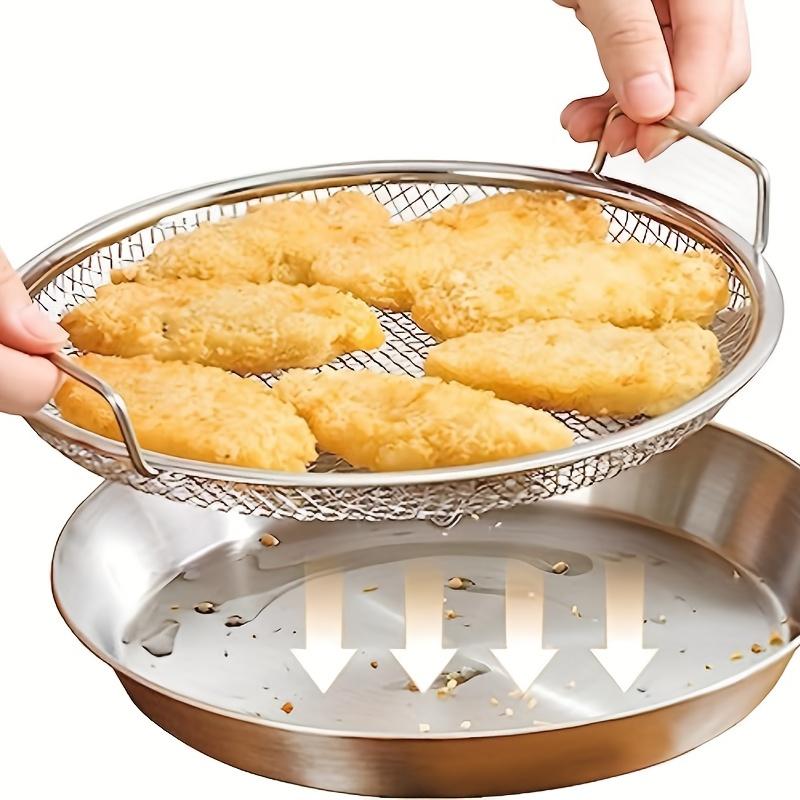 Padella per filtro dell'olio da cucina Padella per filtro dell'olio per friggere in acciaio inox Cestello per filtro a maglie fini per friggere cibo da barbecue Patatine fritte