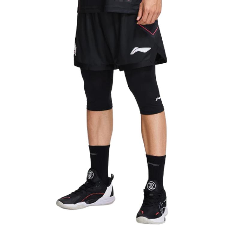 Li Ning CBA Series Professional Basketball Shorts Solid Color Men shorts Black AAPS153-2
