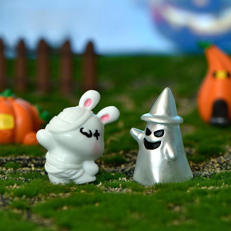 Resin Halloween Miniatures For Diy Crystal Ball Accessories Adorable Transparent Ghost And Pumpkin Decor