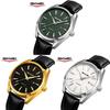 Mens Business Wristwatch With Leather Band And Waterproof Quartz Movement For Professional Adults
