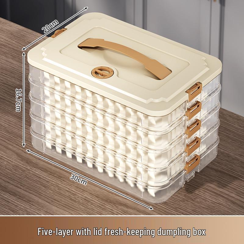 Frozen Dumpling and Wonton Freezer Box with Freshness Seal and Hanging Rack