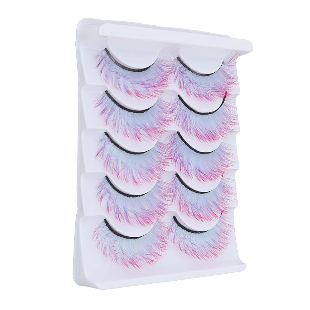 5pcs Colorful Eyelashes Dramatic Gradient Color False Eyelashes   3D  Ing Fake Eyelashes