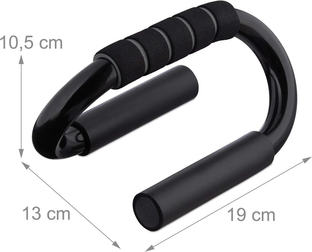Relaxdays Push-up Handles Set of 2, Anti-Slip, Black