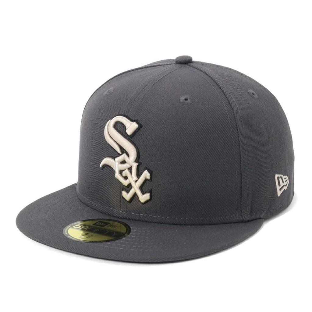New Era 59FIFTY Cap MLB Chicago White Sox CWS Graphite Gray UNDER VISOR ONSPOTZ Exclusive and 5950 SOX Straight Flat Visor Stylish Streetwear Travel