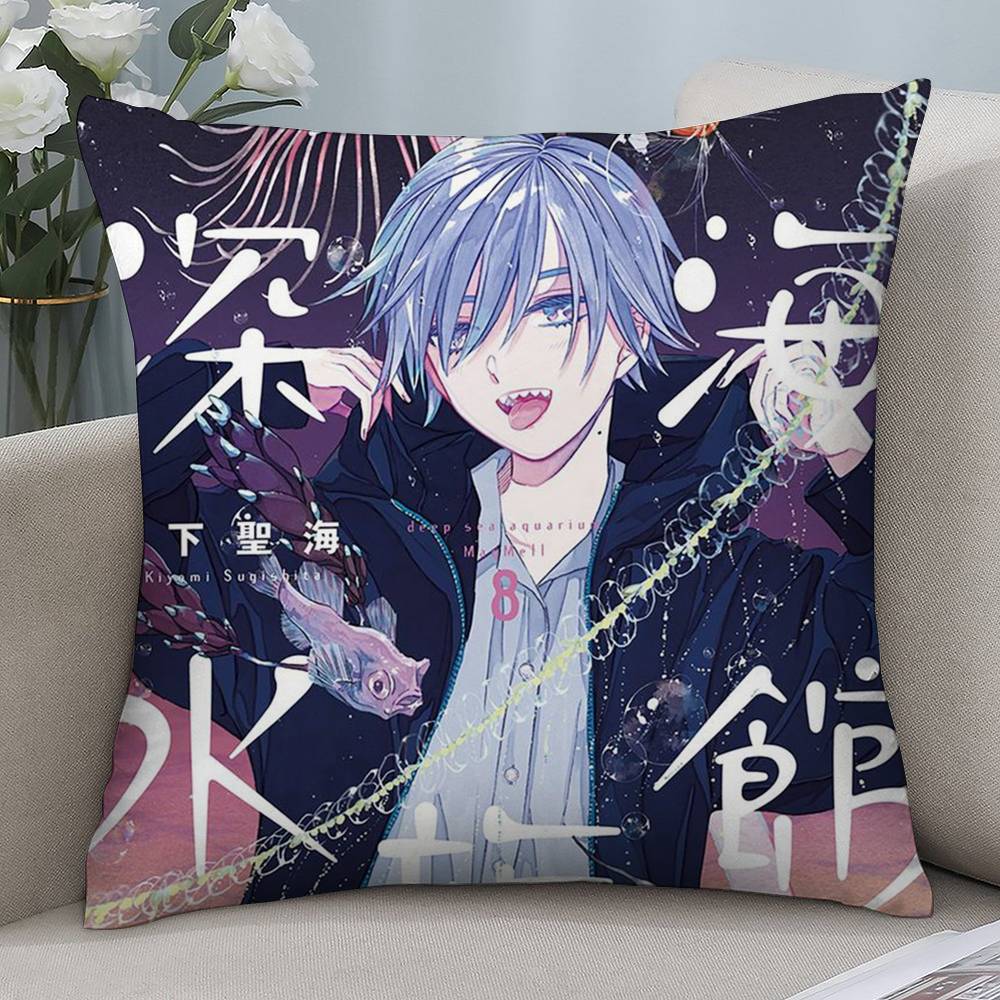 Comic Magmell Shinkai Suizokukan Pillow Case Short Plush Double-sided Print Square Throw Pillow Covers Sofa Home Cushion Decor
