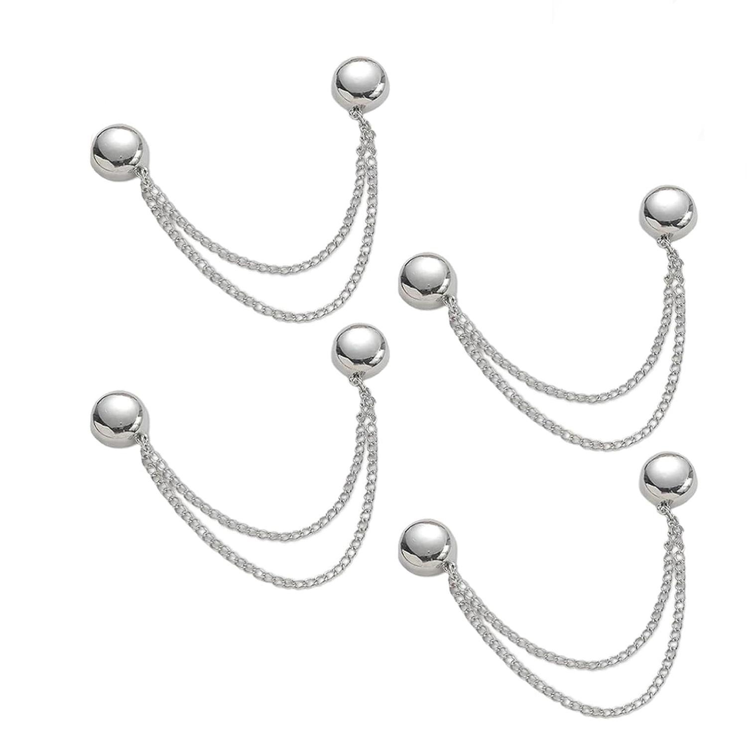 

4 шт. многофункциональный магнитный зажим для одежды с цепочкой, металлические кнопки, зажим для одежды, шарфа, брюк, манжет, фиксация, магнит, булавка, декор