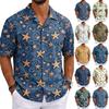 Men's Summer Hawaiian Print Cuban Collar Shirt Short Sleeve Button Down Casual Beach Shirt Lightweight Breathable Fabric